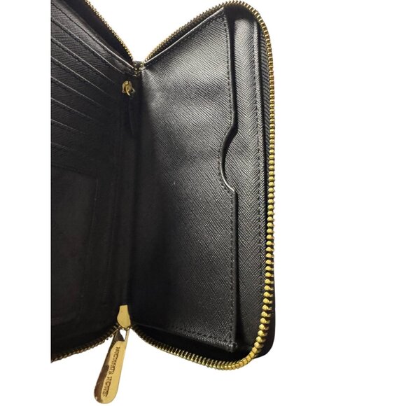 Michael Kors Black Saffiano Leather Zip-Around Wallet With Gold-Tone Hardware - Picture 5 of 6